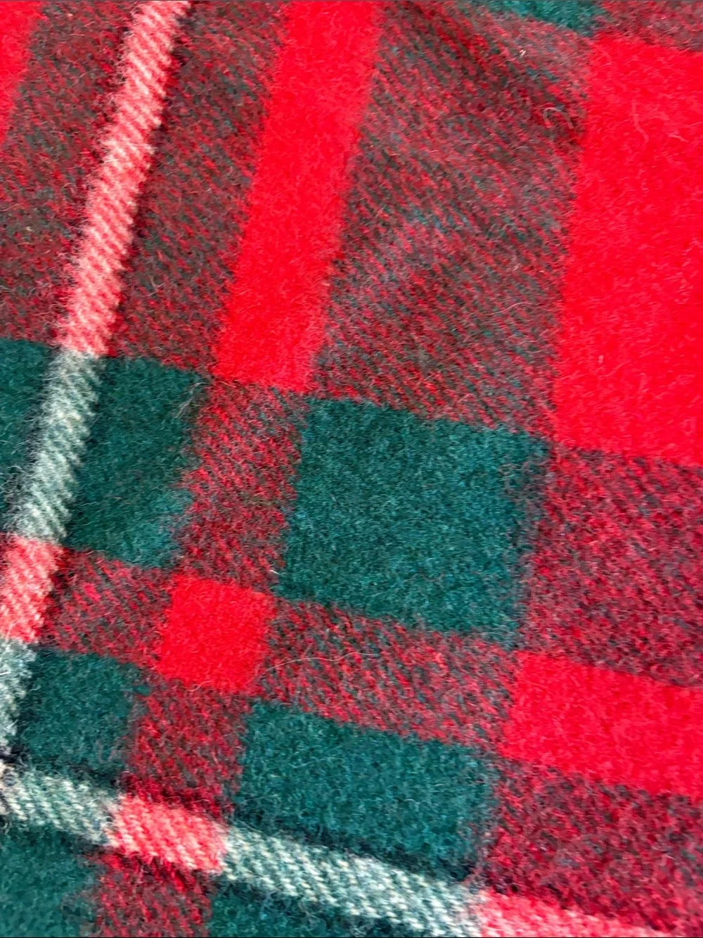 Vintage Burns Country Red and Green Plaid Wool Throw- made in Scotland